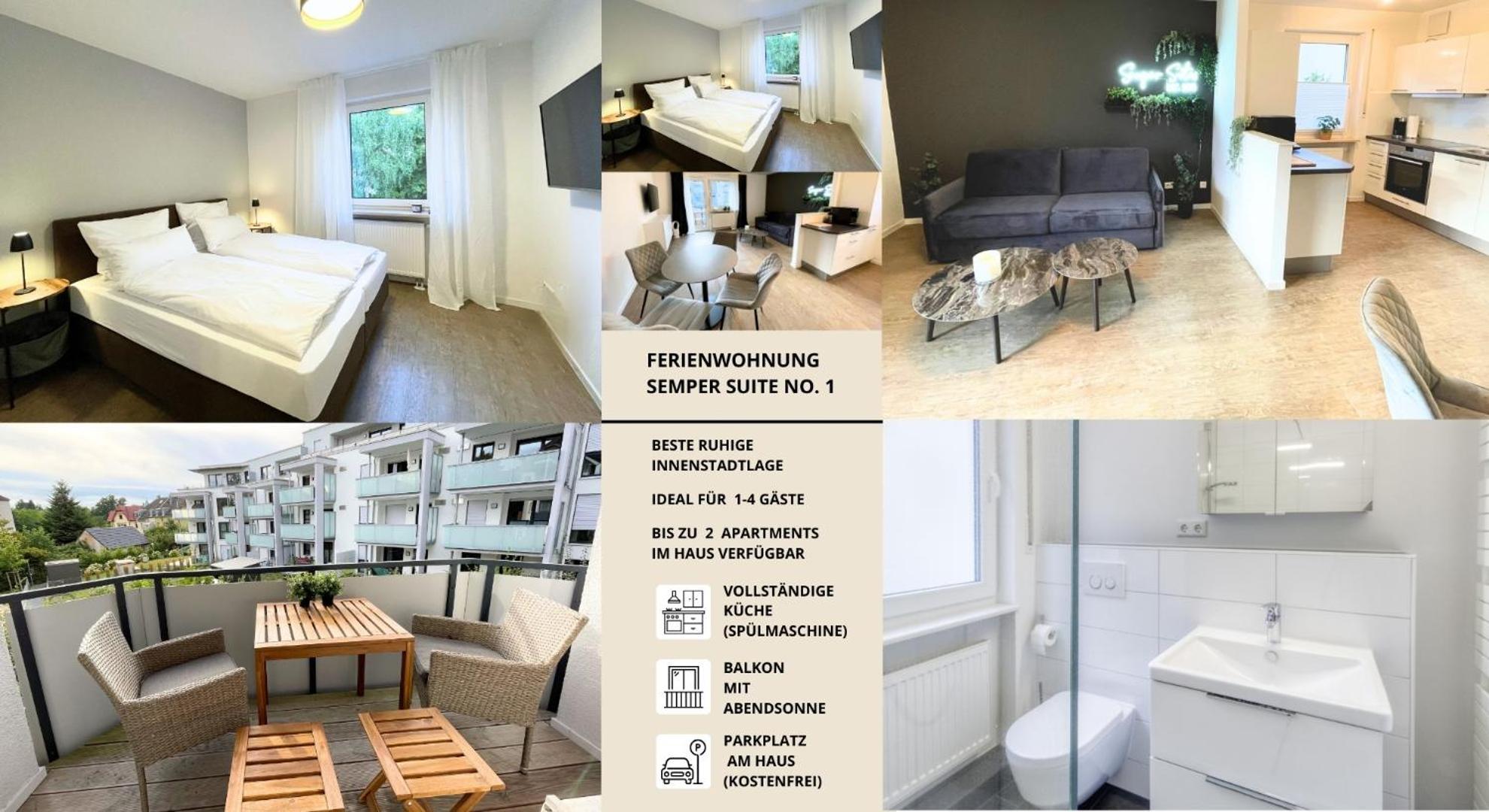 Semper Suite No1 - 2Zi Fewo 1-4 Pers, Balkon, Parkplatz, Hofgartennaehe 拜罗伊特 外观 照片